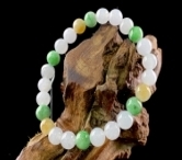 C025 翡翠（A货）三彩多宝圆珠手串