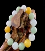 C030 翡翠（A货）三彩多宝圆珠手串