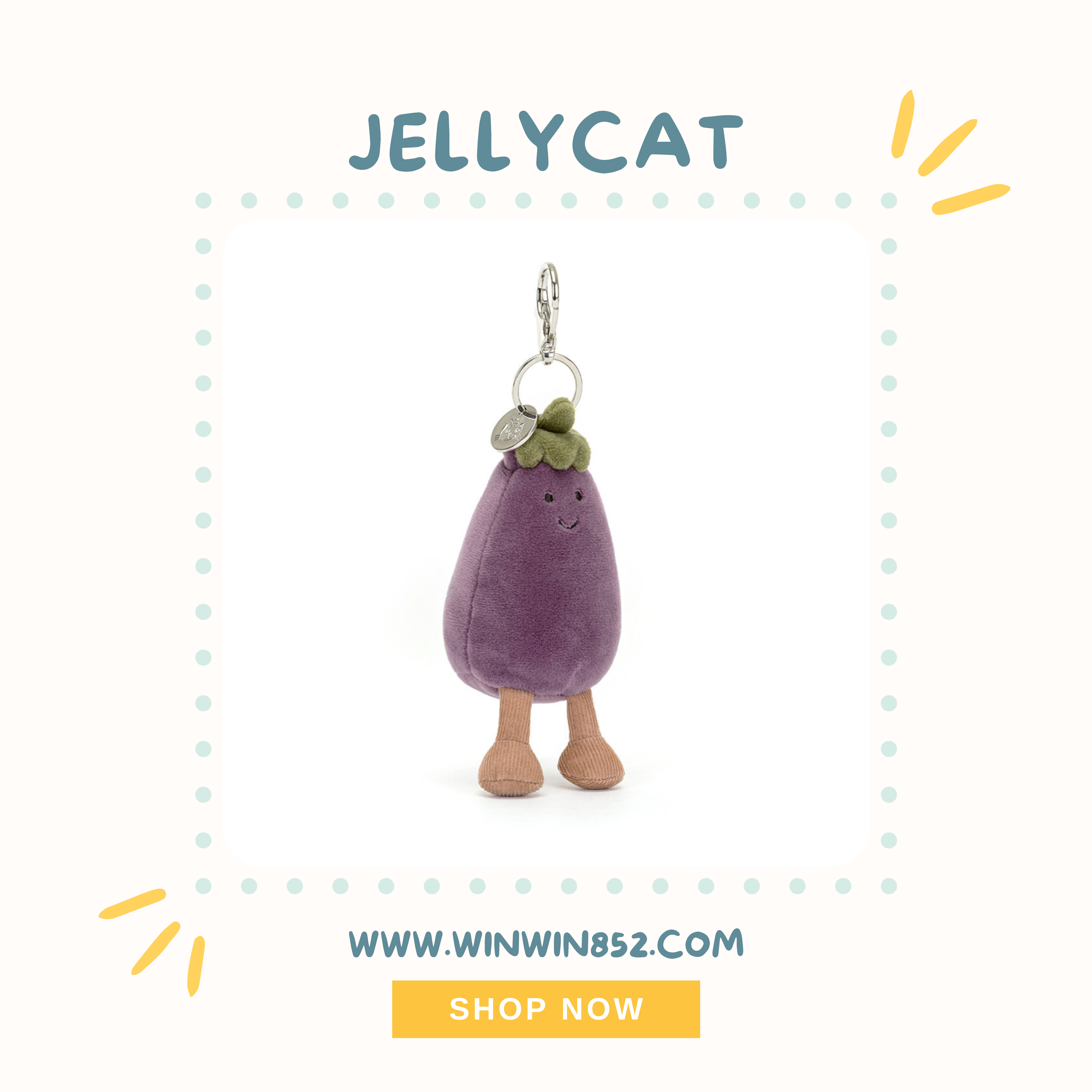 Jellycat Amuseables Aubergine Bag Charm