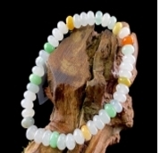 C038 翡翠（A货）三彩多宝算盘珠手串