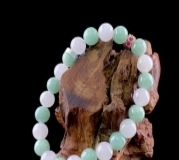 C040 翡翠（A货）晴绿双彩圆珠手串