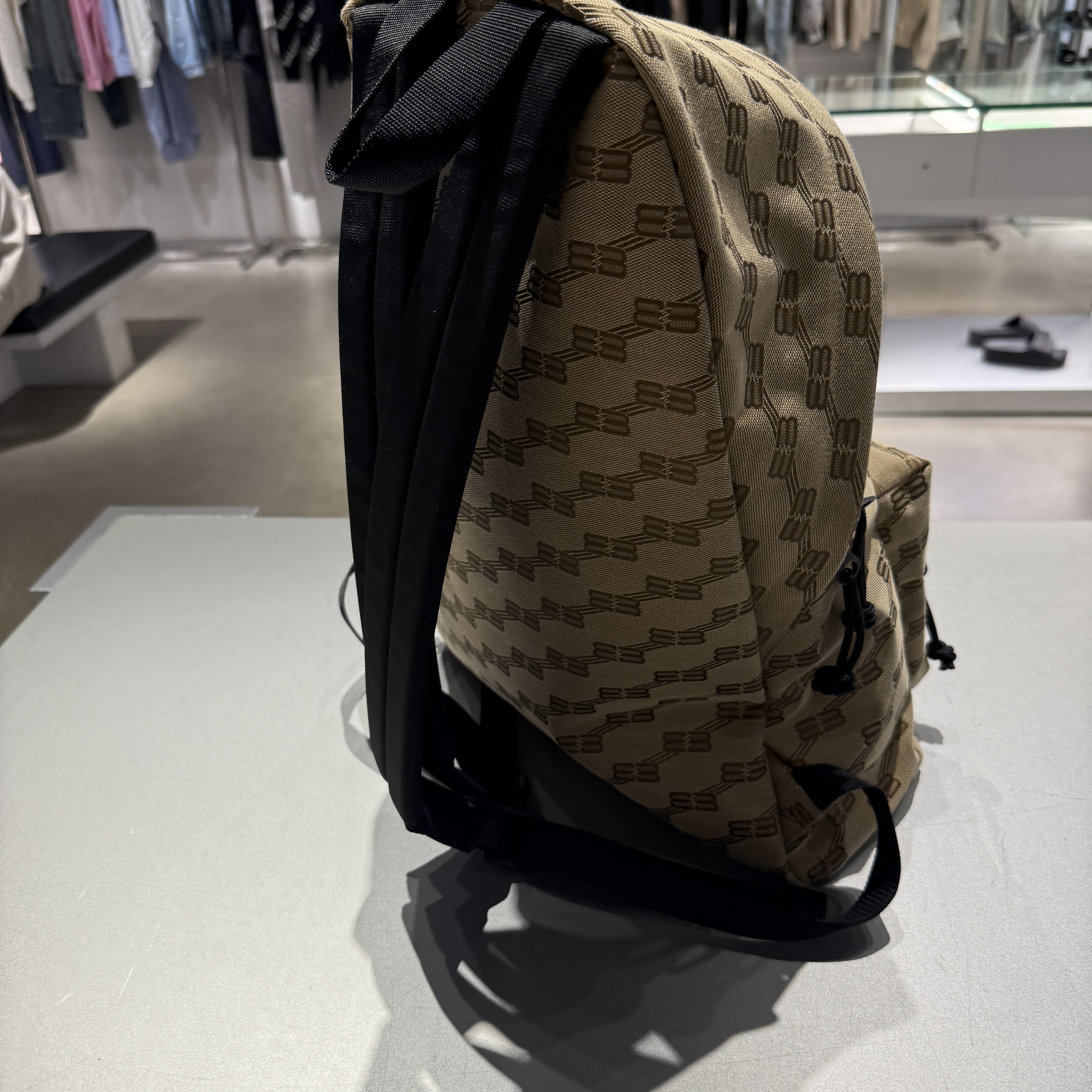 Balenciaga BB Monogram Jacquard Canvas Backpack Beige 713044