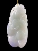 C067 翡翠（A货）晴底俏紫貔貅葫芦挂件一枚