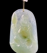 C068 翡翠（A货）冰晴绿飘黄笑佛吊坠一枚