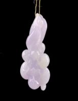 C069 翡翠（A货）满色紫底莲花吊坠一枚