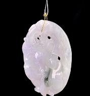 C072 翡翠（A货）春彩莲花鱼年年有余吊坠一枚