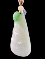C079 翡翠（A货）晴底带阳绿佛牌挂件一枚