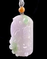 C090 翡翠（A货）春彩年年有余吊坠一枚