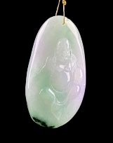 C093 翡翠（A货）春彩飘花笑佛挂件一枚