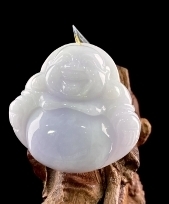 C094 翡翠（A货）满色紫底大肚佛吊坠一枚