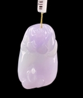 C096 翡翠（A货）满色紫底莲花吊坠