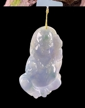 C101 翡翠（A货）满色紫罗兰笑佛吊坠