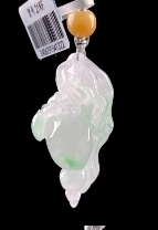 C104 翡翠（A货）冰飘阳绿海螺吊坠