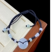 C133 翡翠（A货）小平安扣手编绳手链