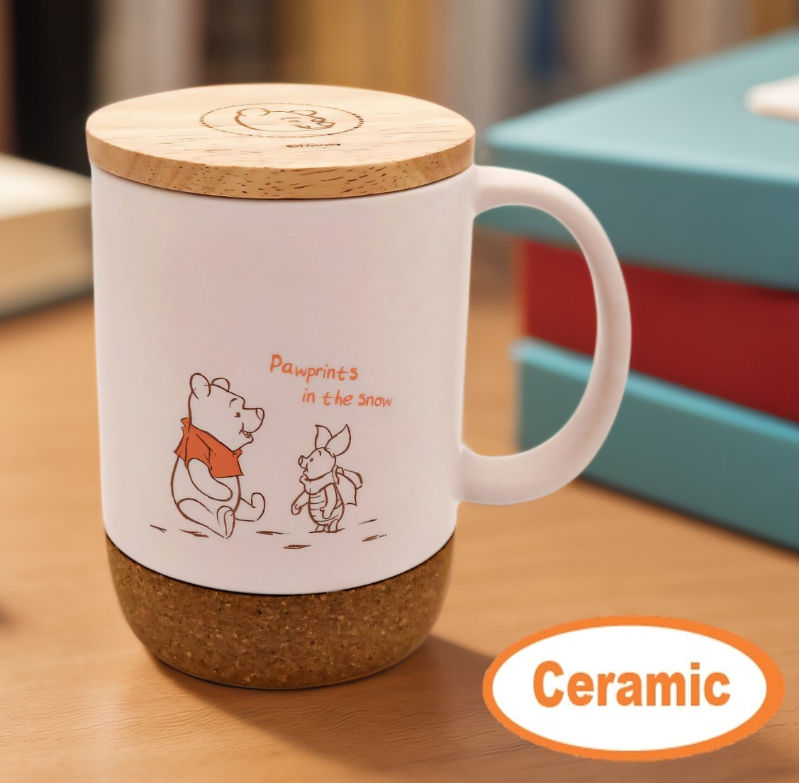 迪士尼小熊維尼 陶瓷杯連蓋