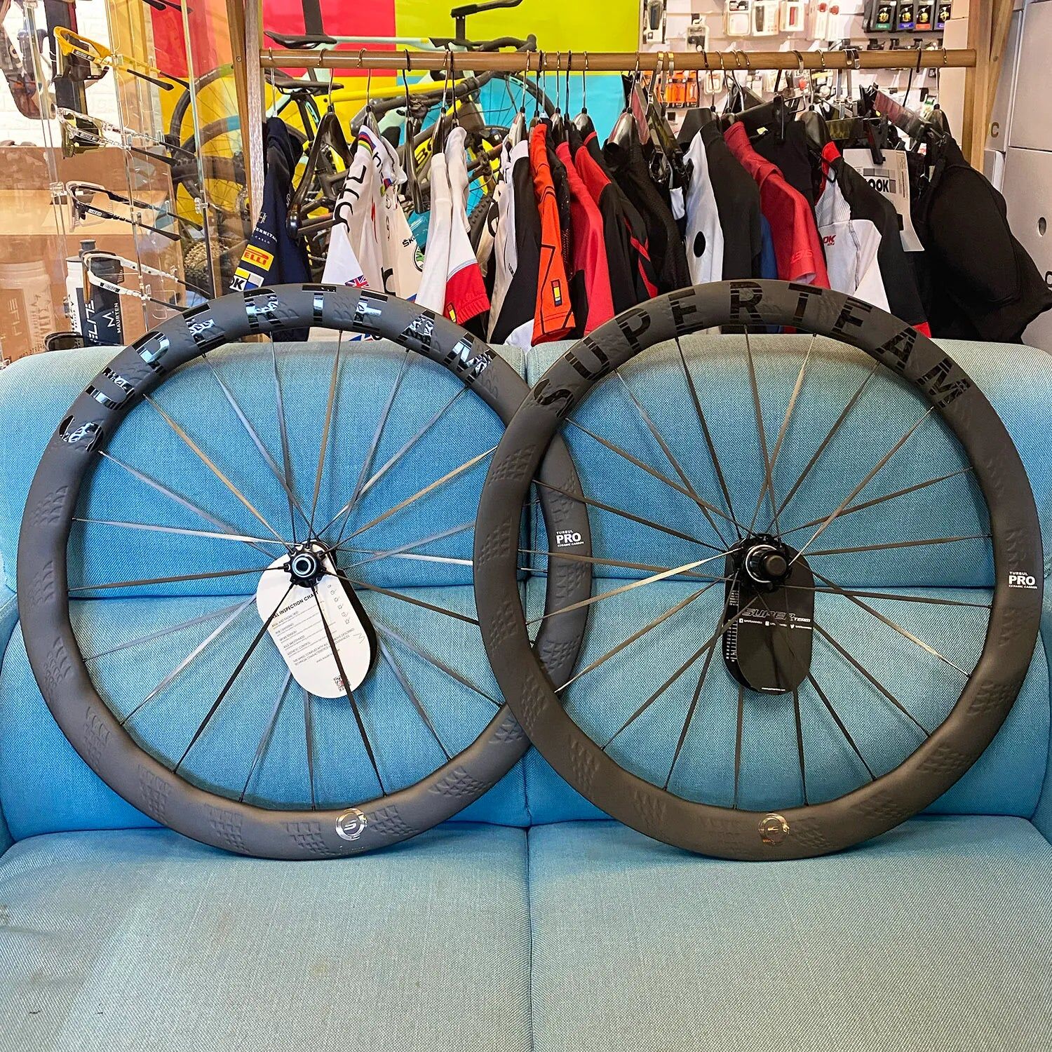 SuperTeam Turbul Pro 50 Ceramic Carbon Spoke Road Wheelset Tubeless Ready Disc