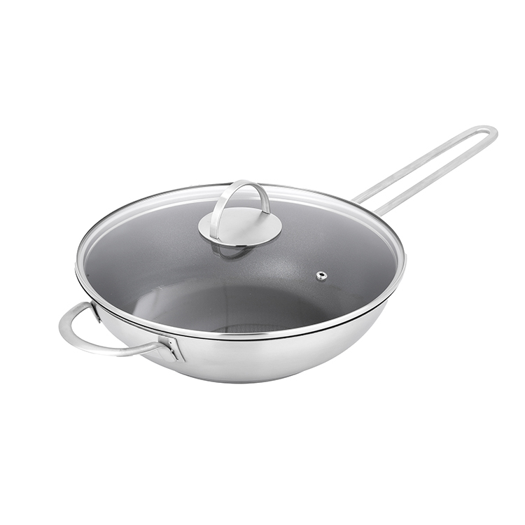 CSS Smart 28 x 7.6cm Easy-clean Chinese wok with glass lid