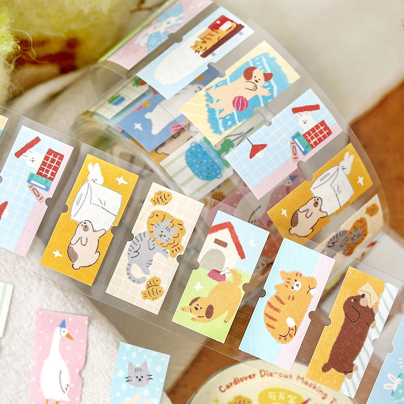 萌趣甜夢屋可書寫標籤切膜膠帶卷