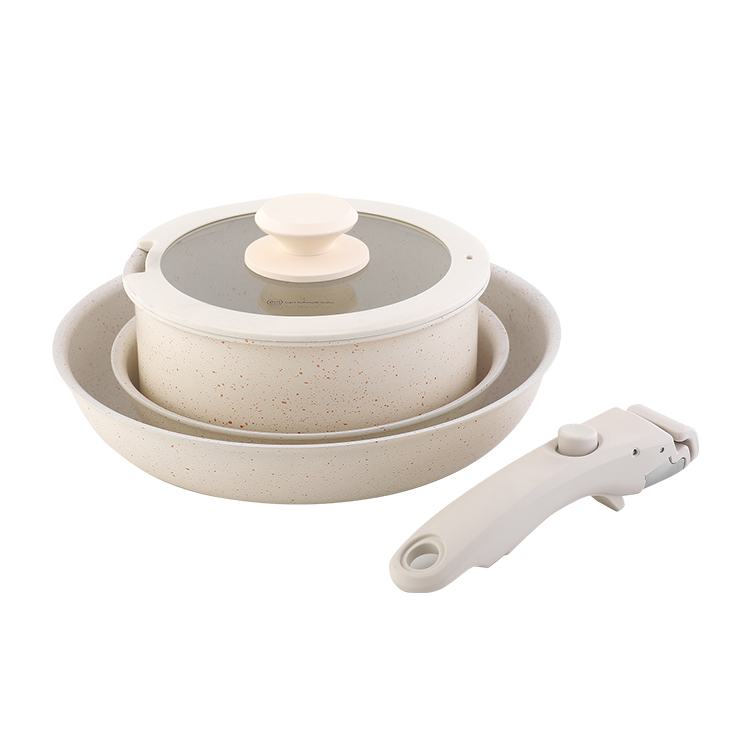 CSS Cream white & gold speckle 5-piece pan set