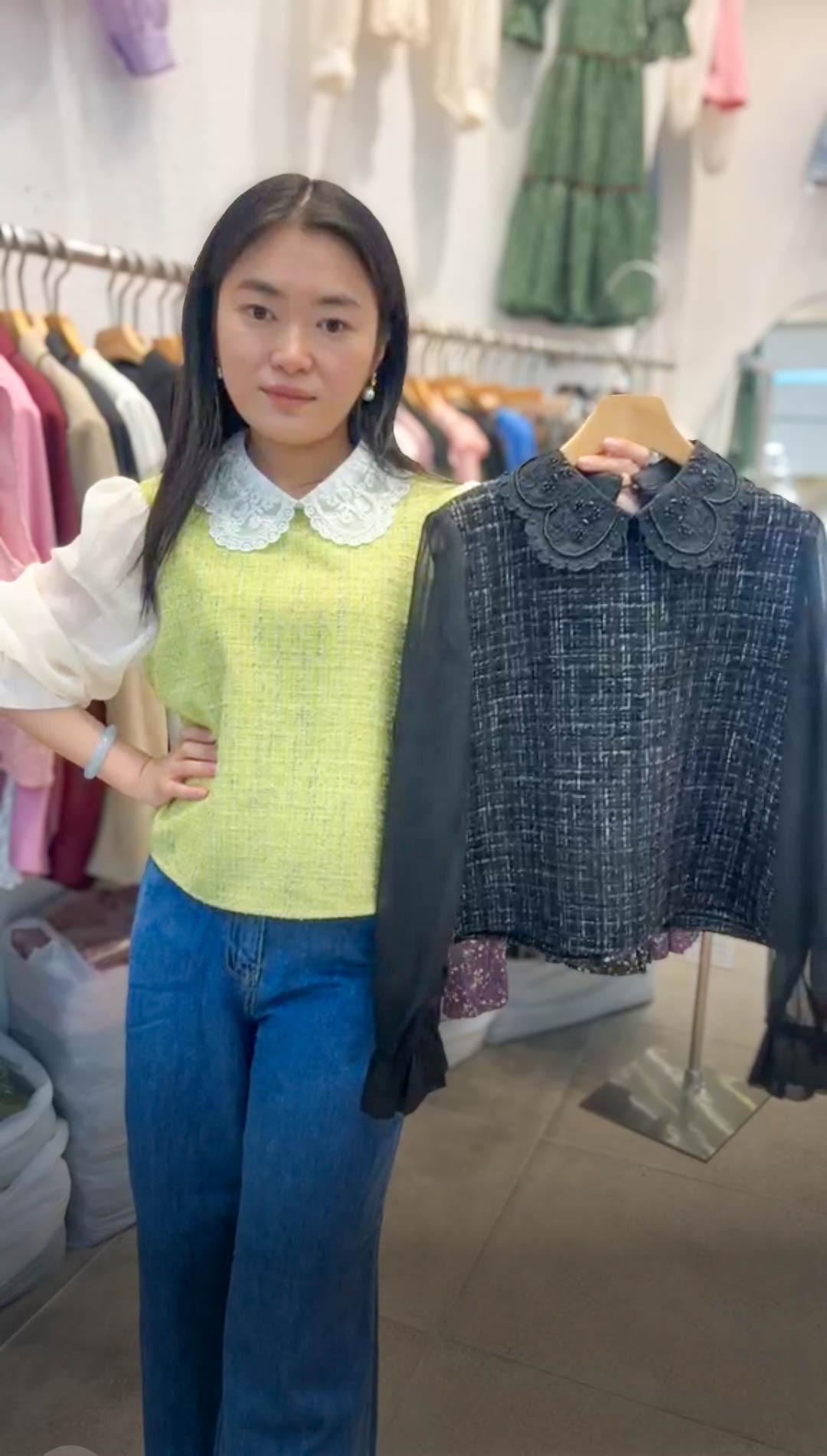 🥰PM_K1710  ▶️蕾絲領子上衣 👉B:104cm L:49cm
