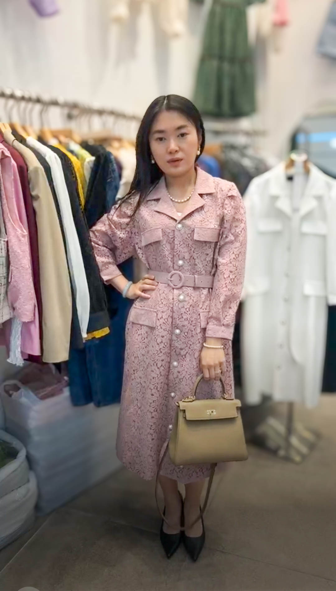 🥰PM_K1711  ▶️全蕾絲排扣洋裝 👉B:106cm W:98cm H:cm L:109cm