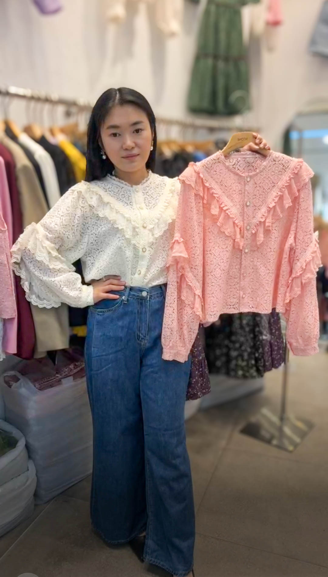 🥰PM_K1712  ▶️排扣蕾絲上衣 👉B:106cm L:53cm