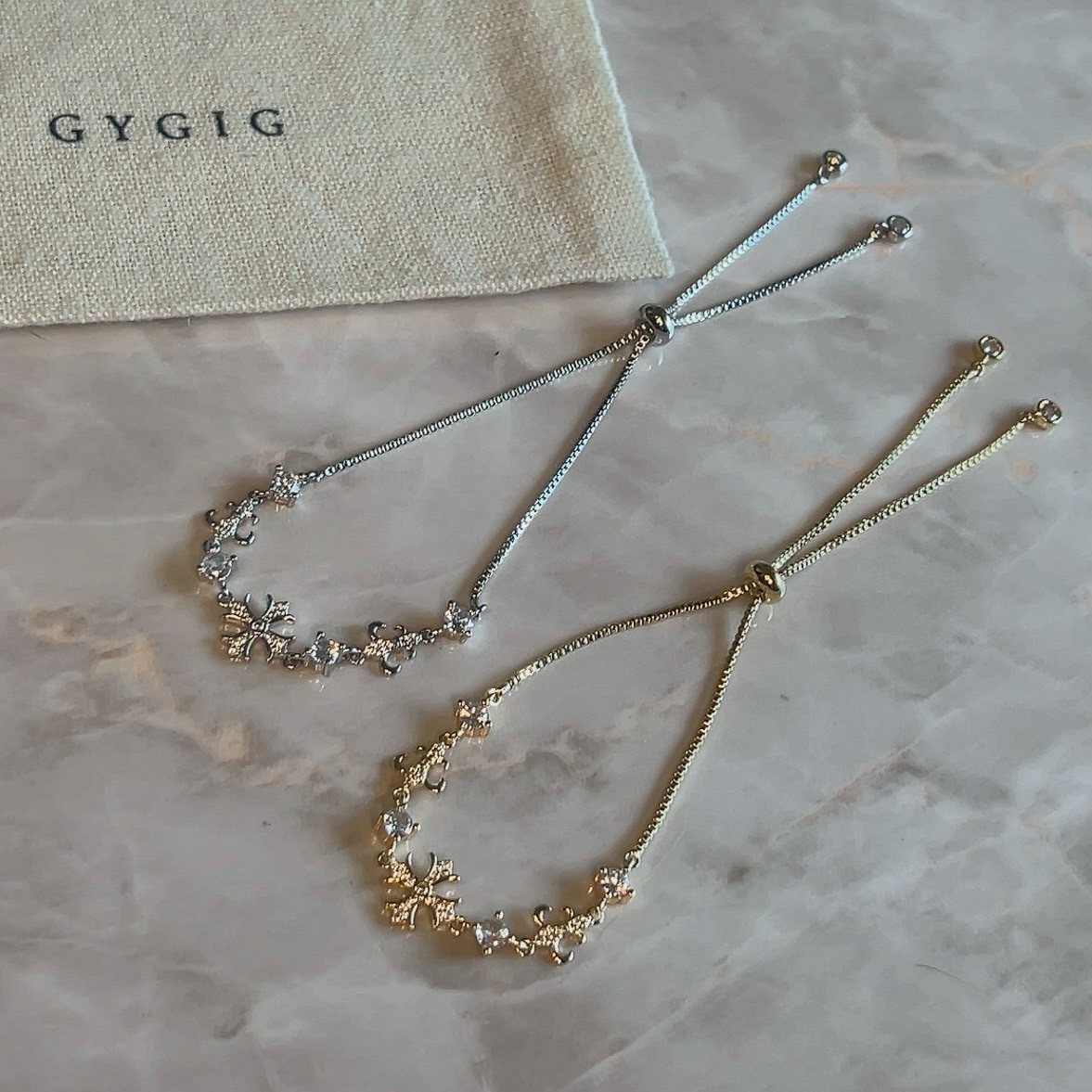 Gy低奢十字鑽chrome Heart”金銀鑽點綴一體式手鍊