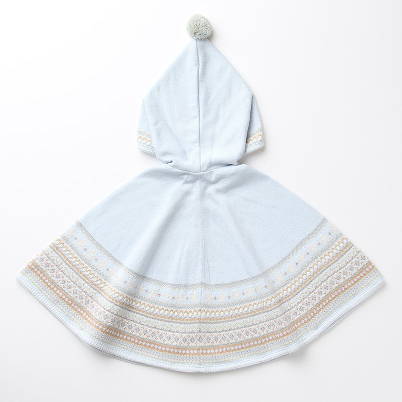 COFUCU 緹花針織有機棉連帽斗篷-寶貝藍
