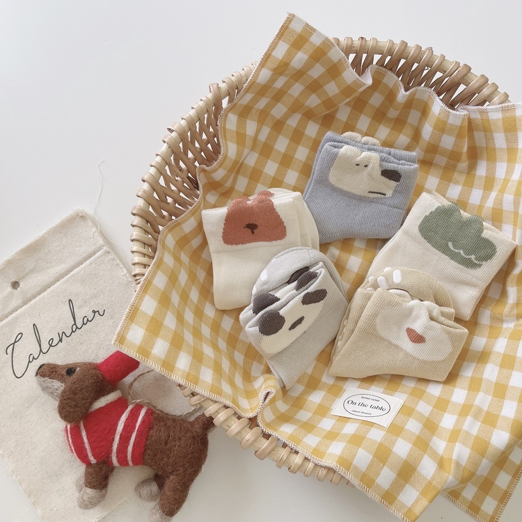 純色小動物止滑襪