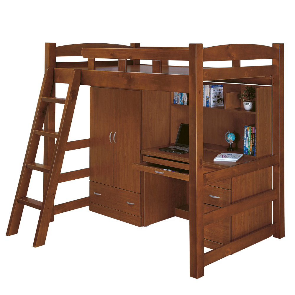 喬利多功能高層床組(含床架+衣櫥+書桌)