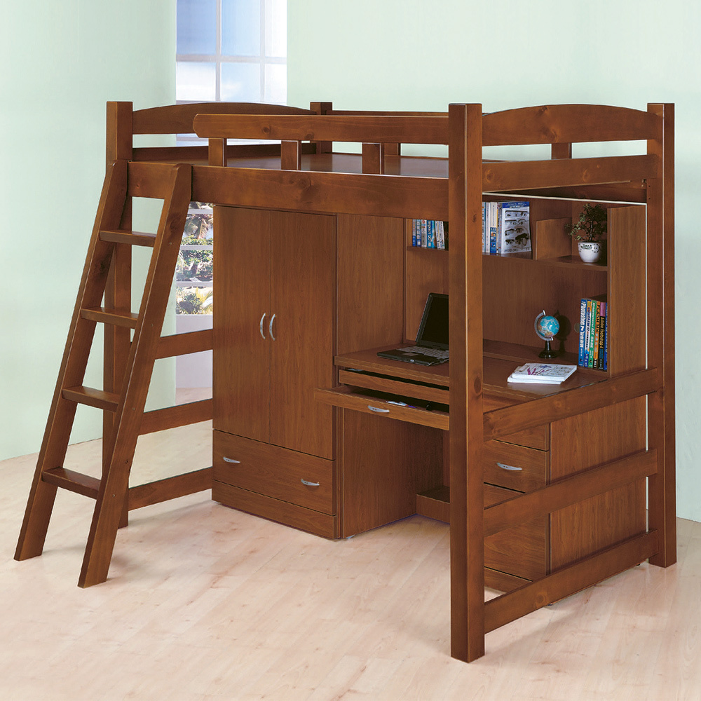 喬利多功能高層床組(含床架+衣櫥+書桌)