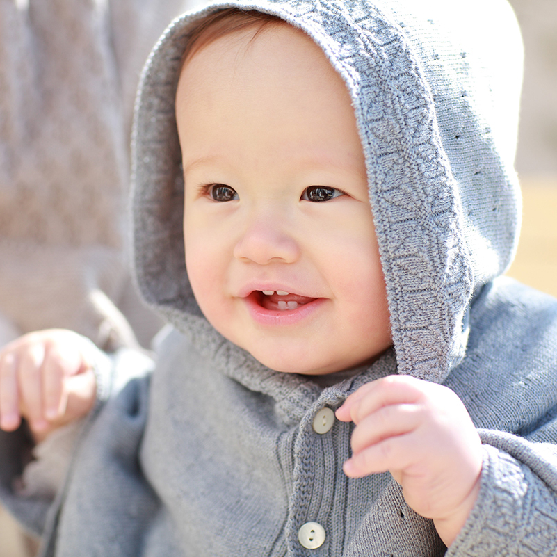 COFUCU 麻葉紋有機棉連帽斗篷-沉灰