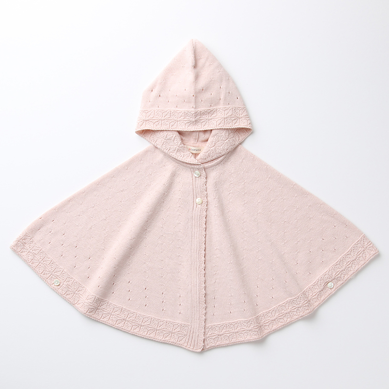 COFUCU 麻葉紋有機棉連帽斗篷-柔粉