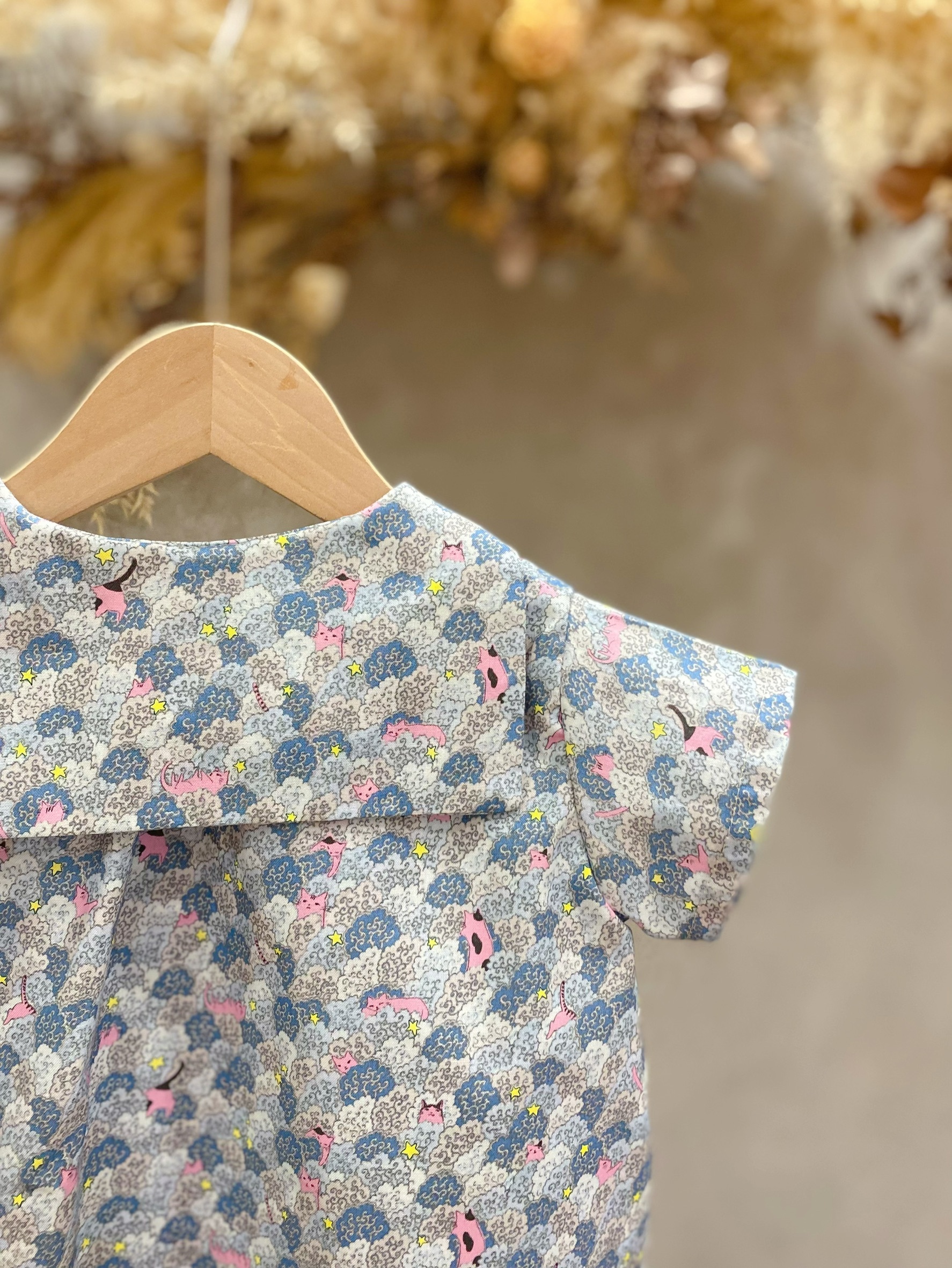 藍花叢 海軍領短袖套裝（90）