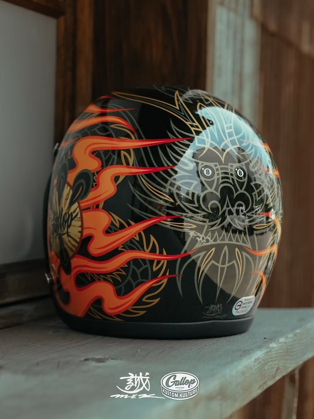 MAKOTO 小林誠 × GALLOP 聯名安全帽 竜【烏晶黑】 3/4罩式