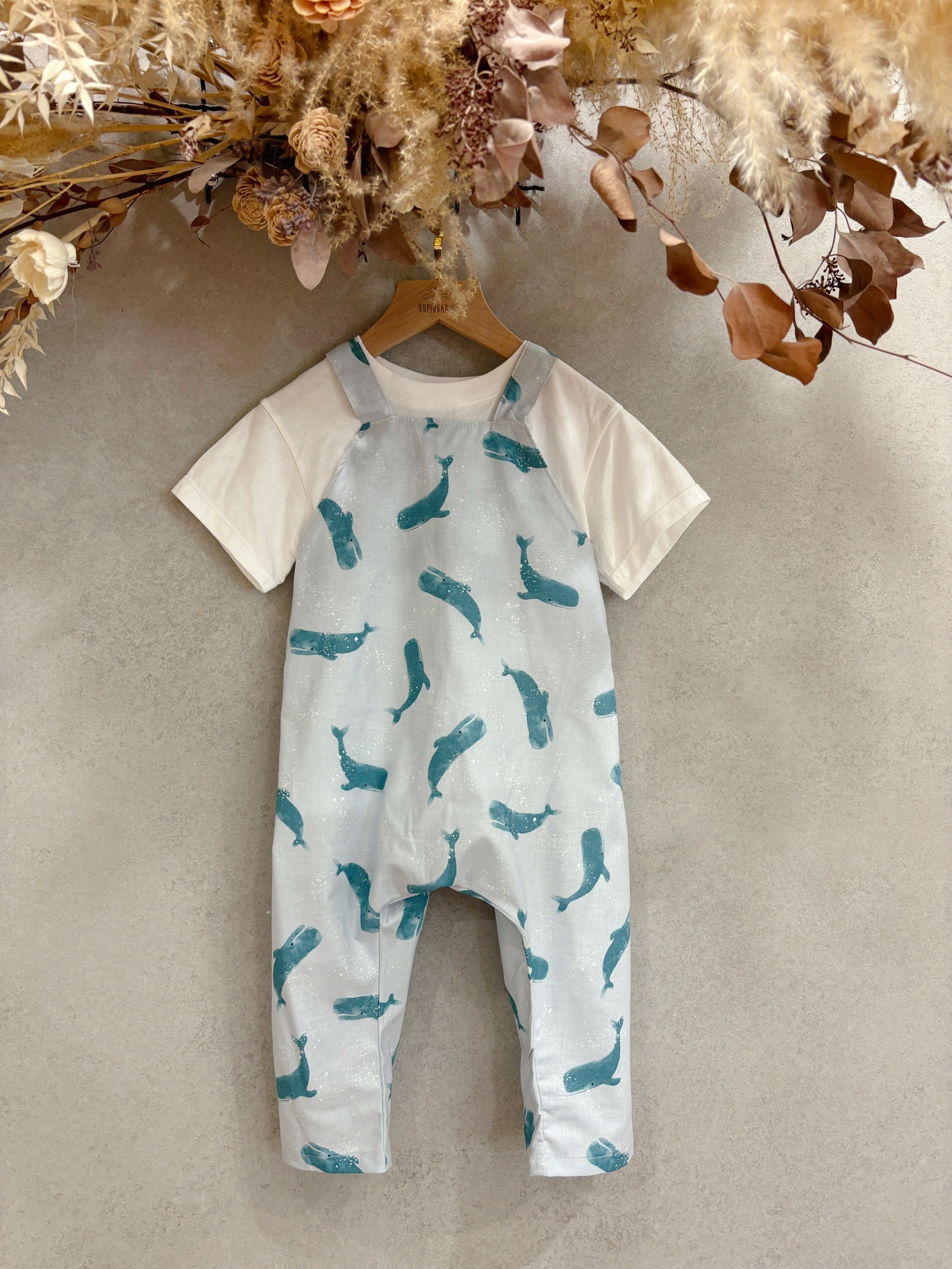 藍鯨魚 吊帶長褲（100）