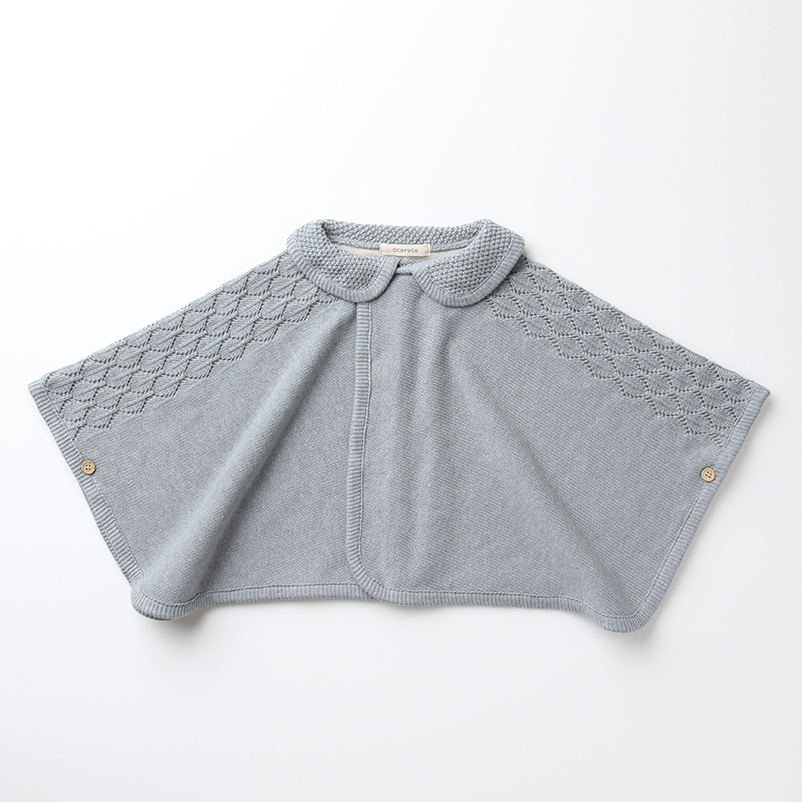 COFUCU 圓領針織有機棉短斗篷-沉灰