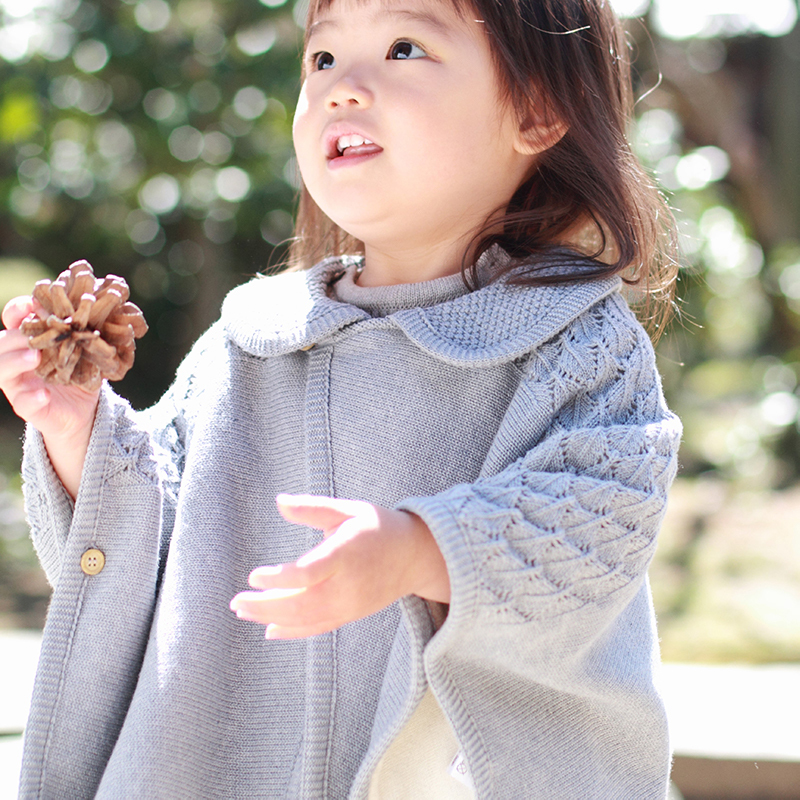 COFUCU 圓領針織有機棉短斗篷-沉灰