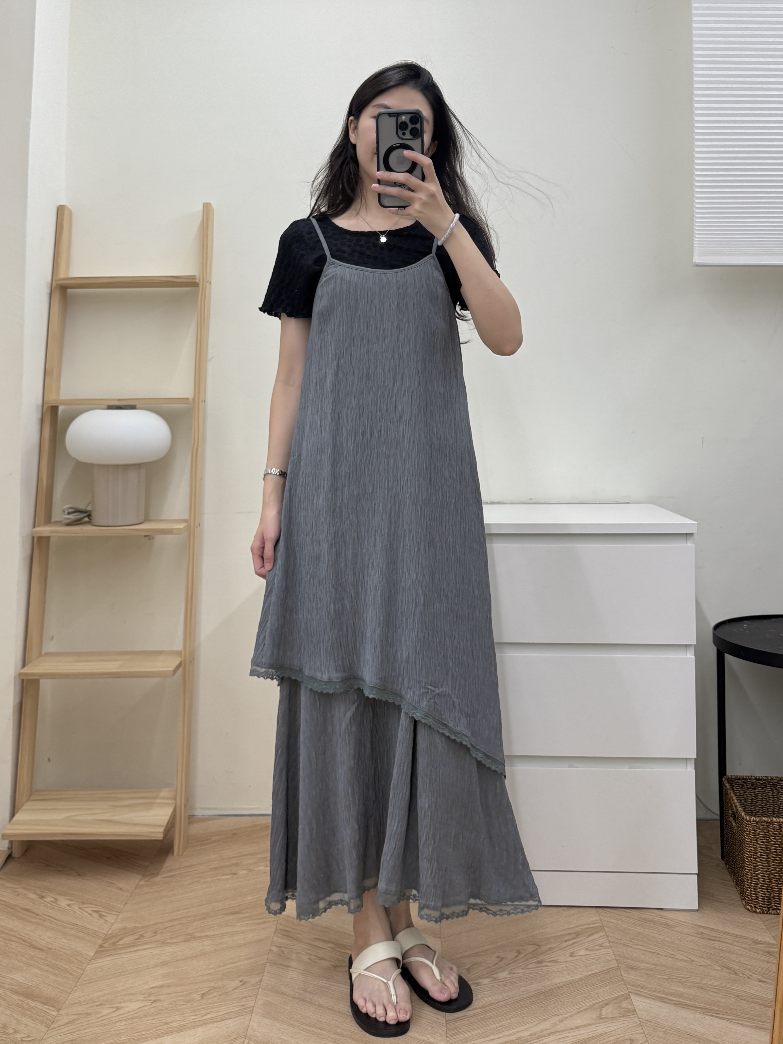 壓紋兩層式細肩帶洋裝*2色