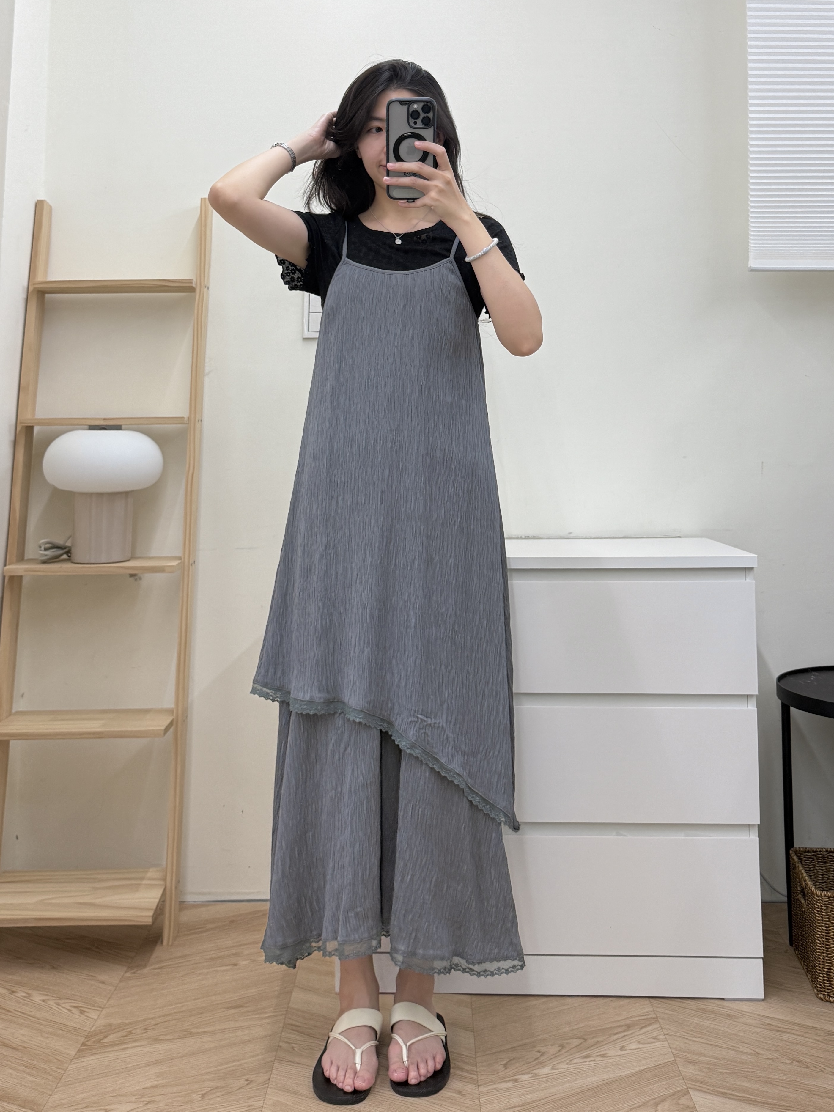 壓紋兩層式細肩帶洋裝*2色