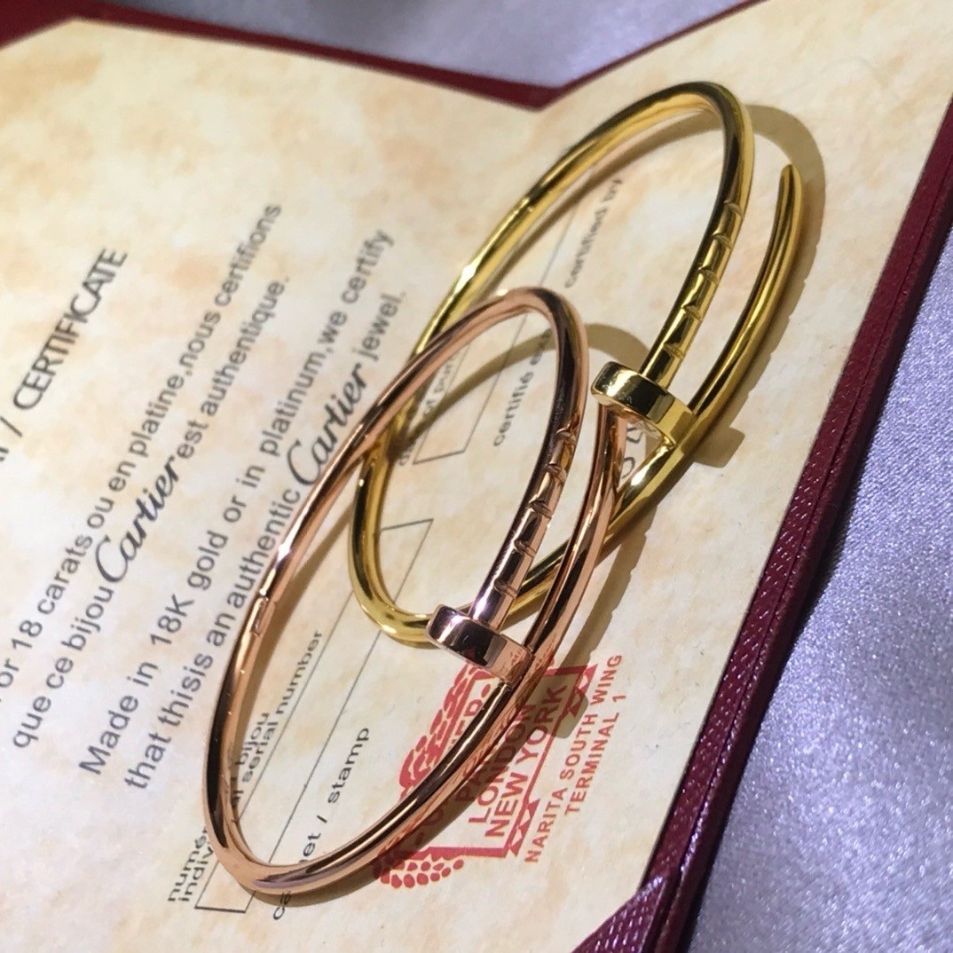 18k”ct經典細款光面無鑽釘子2.0高奢定製手鐲