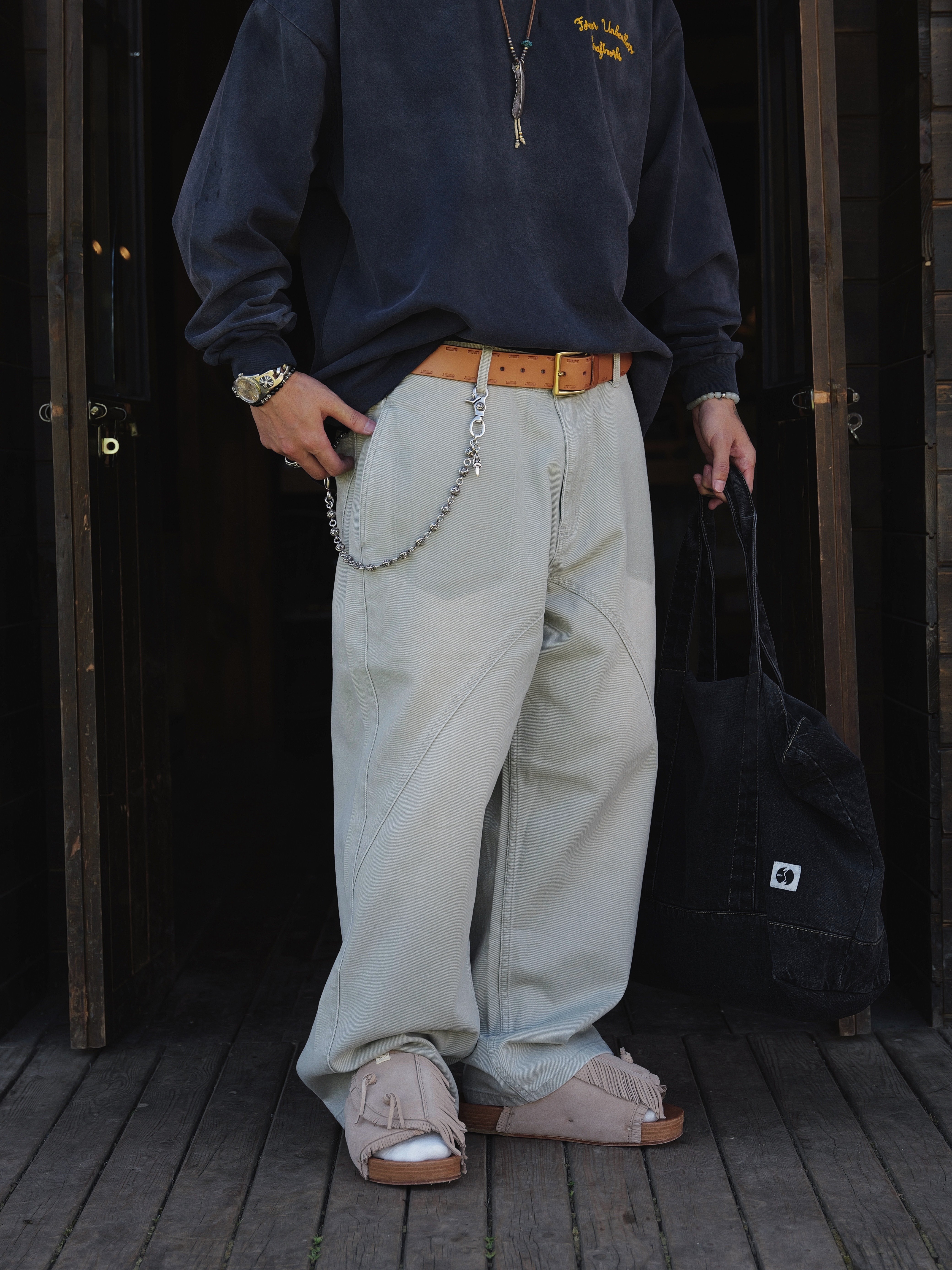 #預購 UNBENT 25AW 3D剪裁 復古 水洗 做舊Vintage 法工褲 直筒褲 兩色