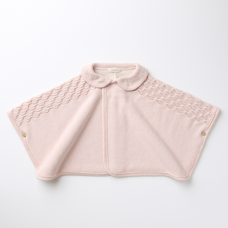 COFUCU 圓領針織有機棉短斗篷-柔粉