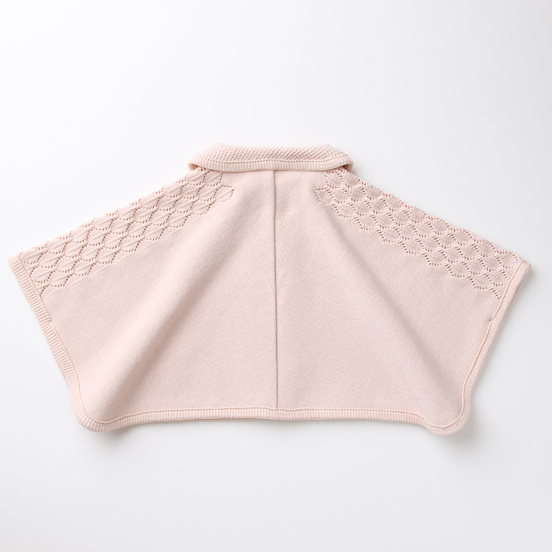 COFUCU 圓領針織有機棉短斗篷-柔粉