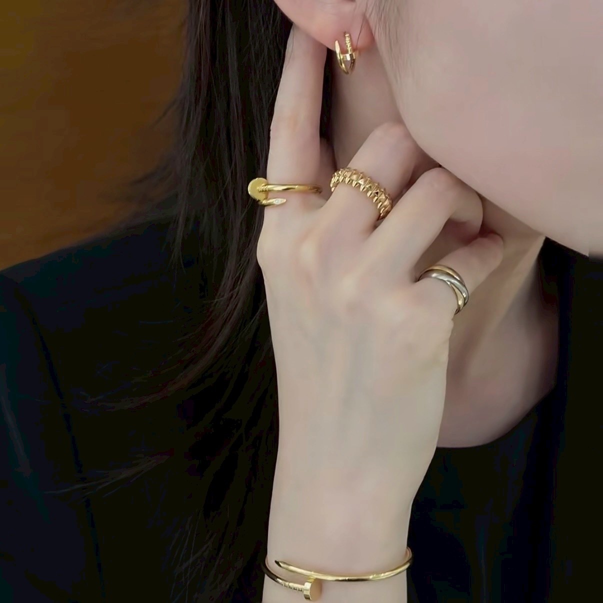 18k”ct Juste un clou小號釘子光面無鑽定製耳圈