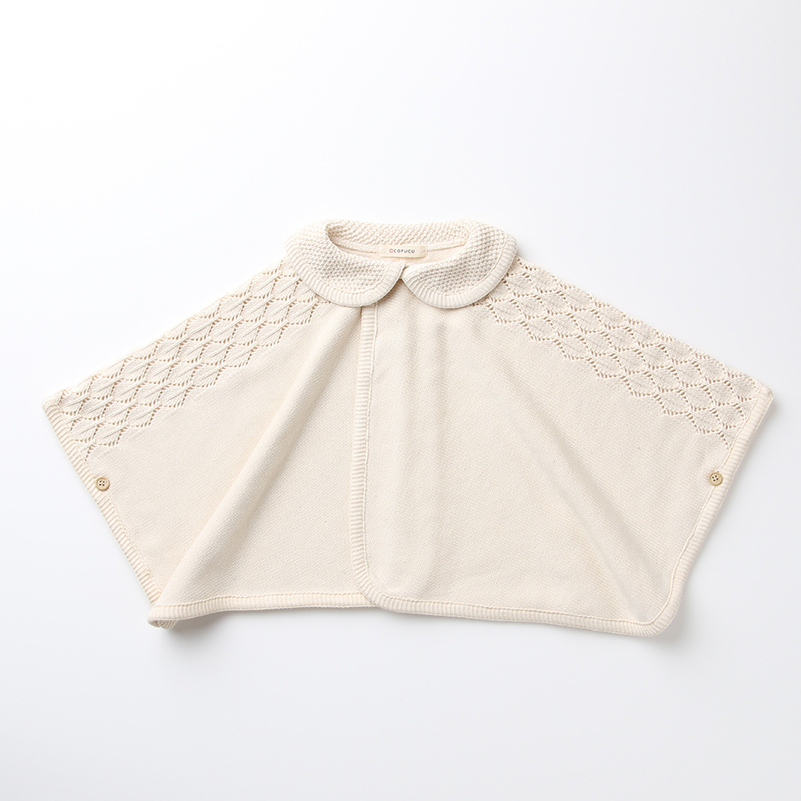 COFUCU 圓領針織有機棉短斗篷-米白