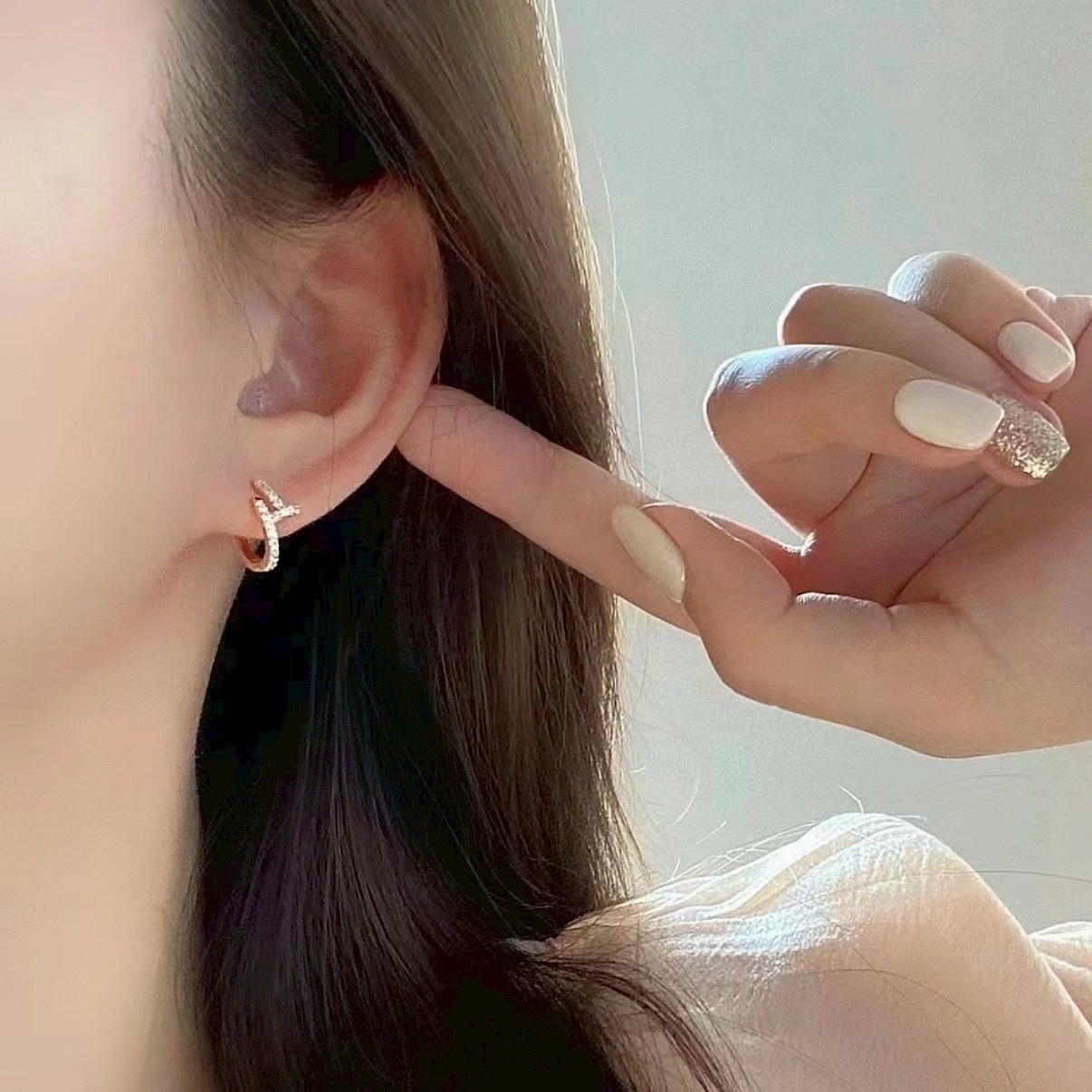 18k”ct Juste un clou小號釘子滿鑽’高奢定製耳圈