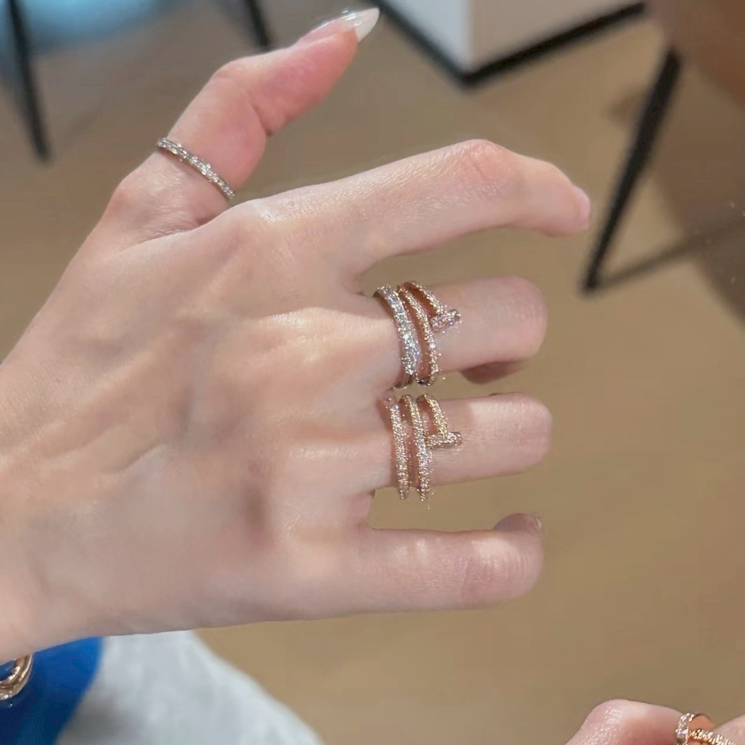 18k”ct Juste un clou高奢雙圈滿鑽釘子”定製戒指