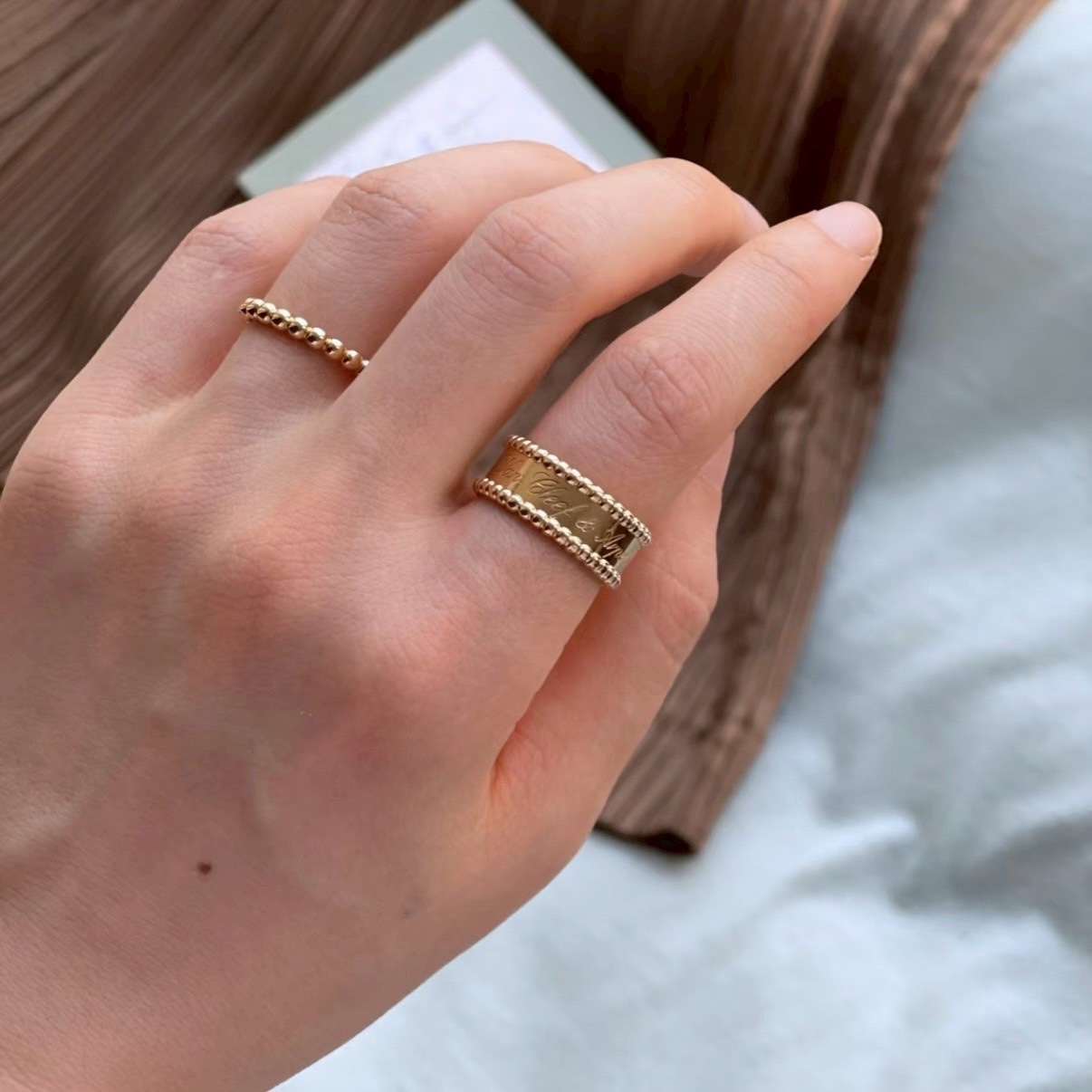 18k”va perlee pearls小號圓珠珠定製戒