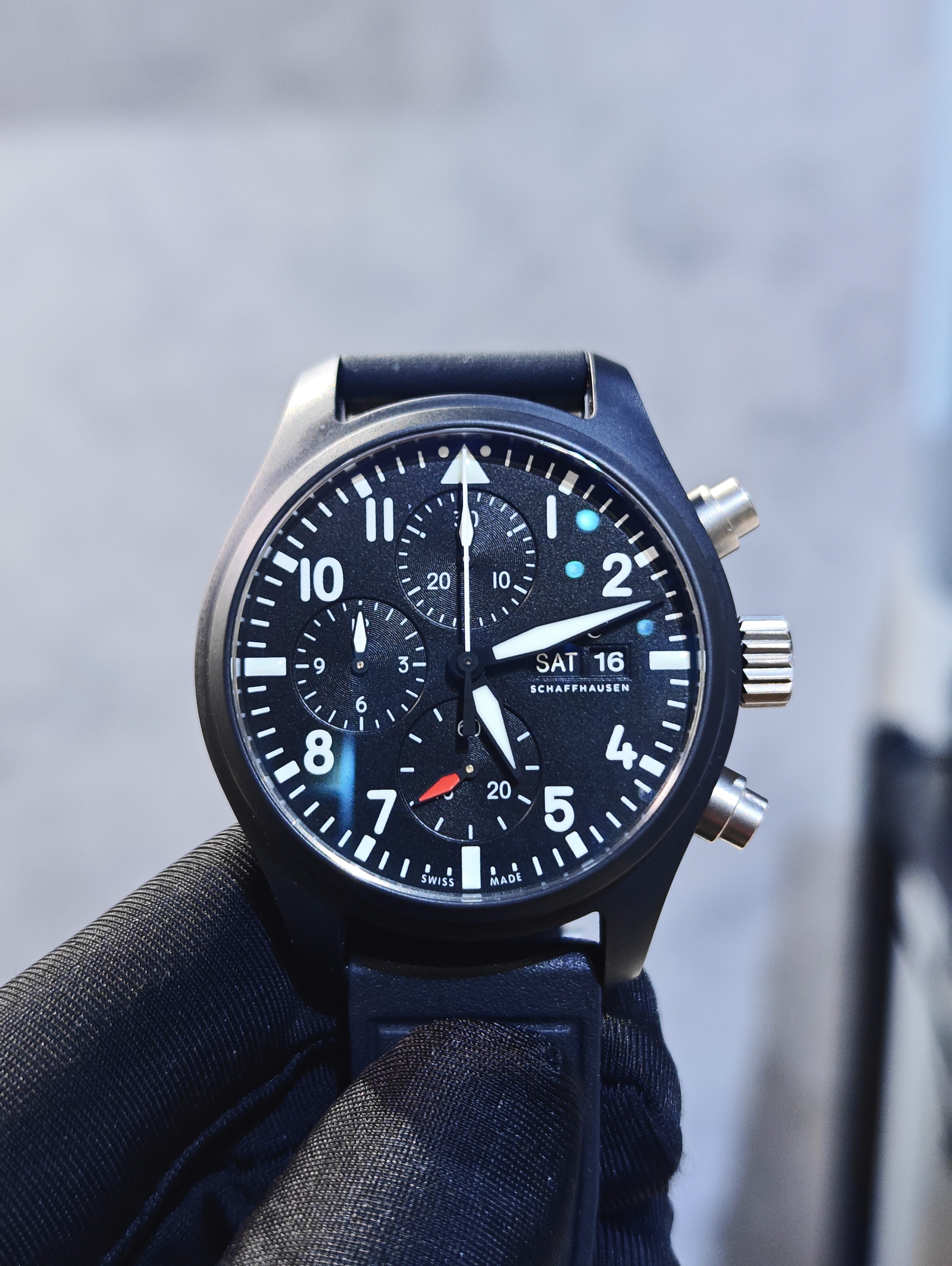 BRAND NEW IWC IW389401 389401  BLACK DIAL PILOT WATCH CHRONOGRAPH TOP GUN EDITION CERAMIC CASE 41MM